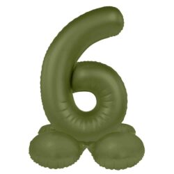 Staande folieballon Cijfer 6 Olive Green - 41 cm Staande folieballon Cijfer 6 Olive Green - 41 cm