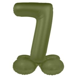 Staande folieballon Cijfer 7 Olive Green - 41 cm