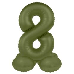 Staande folieballon Cijfer 8 Olive Green - 41 cm