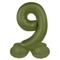 Staande folieballon Cijfer 9 Olive Green - 72 cm Staande folieballon Cijfer 9 Olive Green - 72 cm