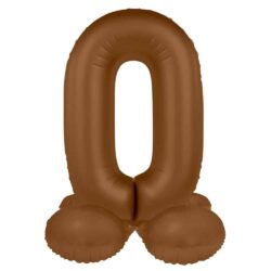 Staande folieballon Cijfer 0 Chocolate Brown - 41 cm