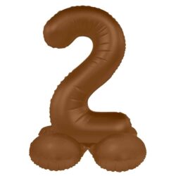 Staande folieballon Cijfer 2 Chocolate Brown - 41 cm