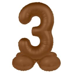 Staande folieballon Cijfer 3 Chocolate Brown - 41 cm