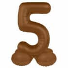 Staande folieballon Cijfer 5 Chocolate Brown - 41 cm