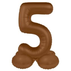 Staande folieballon Cijfer 5 Chocolate Brown - 41 cm