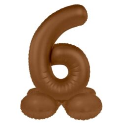 Staande folieballon Cijfer 6 Chocolate Brown - 41 cm