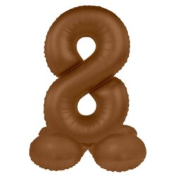 Staande folieballon Cijfer 8 Chocolate Brown - 41 cm