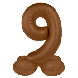 Staande folieballon Cijfer 9 Chocolate Brown - 41 cm