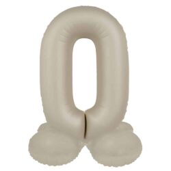 Staande folieballon Cijfer 0 Creamy Latte - 41 cm