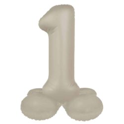 Staande folieballon Cijfer 1 Creamy Latte - 72 cm