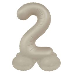 Staande folieballon Cijfer 2 Creamy Latte - 41 cm Staande folieballon Cijfer 2 Creamy Latte - 41 cm