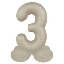 Staande folieballon Cijfer 3 Creamy Latte - 41 cm Staande folieballon Cijfer 3 Creamy Latte - 41 cm