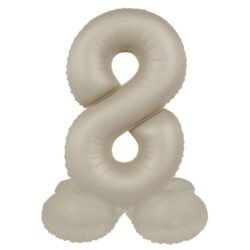 Staande folieballon Cijfer 8 Creamy Latte - 72 cm