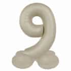 Staande folieballon Cijfer 9 Creamy Latte - 41 cm