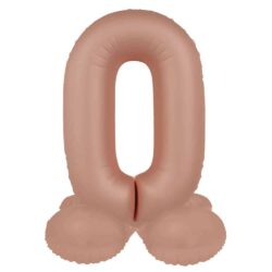 Staande folieballon Cijfer 0 Vintage Rose - 41 cm