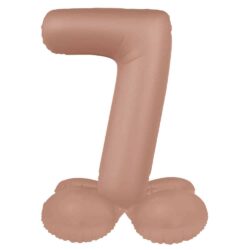 Staande folieballon Cijfer 7 Vintage Rose - 41 cm