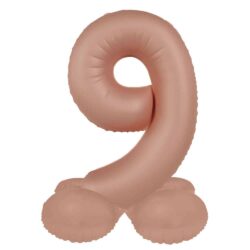 Staande folieballon Cijfer 9 Vintage Rose - 41 cm