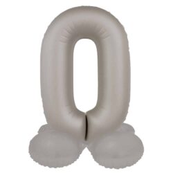 Staande folieballon Cijfer 0 Moonlight Silver - 41 cm