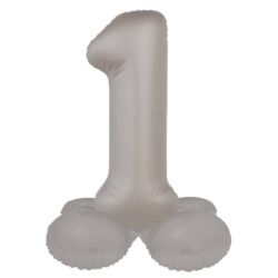 Staande folieballon Cijfer 1 Moonlight Silver - 41 cm