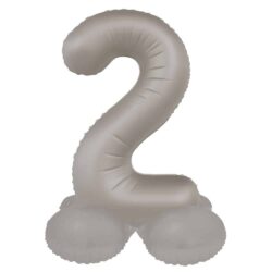 Staande folieballon Cijfer 2 Moonlight Silver - 41 cm