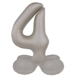 Staande folieballon Cijfer 4 Moonlight Silver - 41 cm