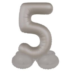 Staande folieballon Cijfer 5 Moonlight Silver - 41 cm