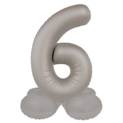 Staande folieballon Cijfer 6 Moonlight Silver - 41 cm