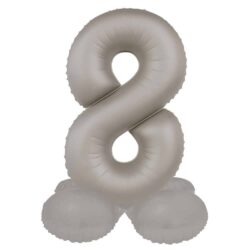 Staande folieballon Cijfer 8 Moonlight Silver - 41 cm