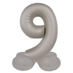 Staande folieballon Cijfer 9 Moonlight Silver - 41 cm