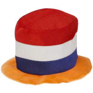 Rood wit blauwe hoed met oranje
