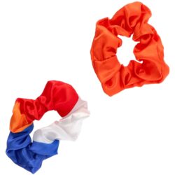 Scrunchies oranje, rood, wit, blauw - 2 stuks