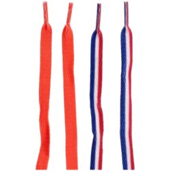 Schoenveters oranje en rood, wit, blauw - 2 setjes - 91 cm