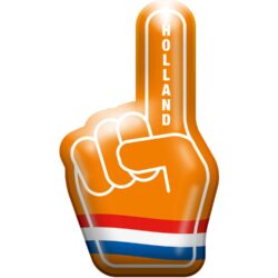Oranje opblaasbare hand - 45 x 82 cm