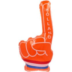 Oranje opblaasbare hand - 45 x 82 cm