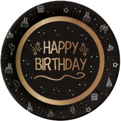 Shining glam borden happy birthday - 8 stuks - 23 cm
