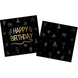 Servetten shining glam happy birthday - 16 stuks - 33 x 33 cm