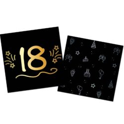 Servetten shining glam 18 jaar - 16 stuks - 33 x 33 cm