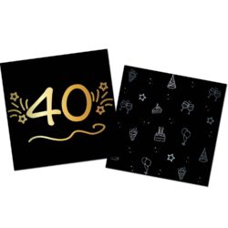 Servetten shining glam 40 jaar - 16 stuks - 33 x 33 cm