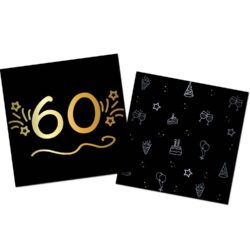 Servetten shining glam 60 jaar - 16 stuks - 33 x 33 cm