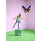 Groen blauwe folieballon vlinder - 88 x 54 cm