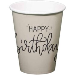 Crème noir bekers happy birthday - 8 stuks - 250 ml Crème noir bekers happy birthday - 8 stuks - 250 ml