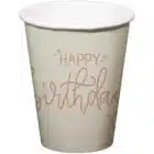 Crème rose bekers happy birthday - 8 stuks Crème rose bekers happy birthday - 8 stuks