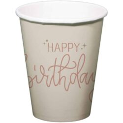 Crème rose bekers happy birthday - 8 stuks Crème rose bekers happy birthday - 8 stuks