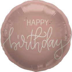 Crème roze folieballon happy birthday