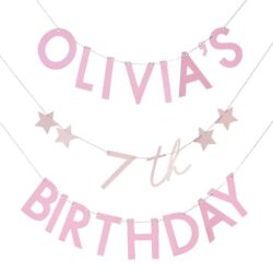 Pamper party roze letterslinger birthday - personaliseerbaar - 2 meter