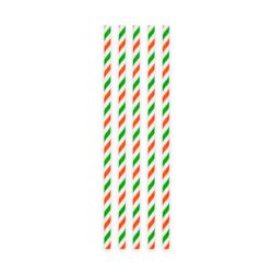 Papieren rietjes groen/wit/rood gestreept - 20 stuks