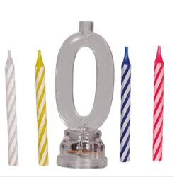 LED kaarsenhouder cijfer 0 à 8 cm inclusief 4 kaarsen