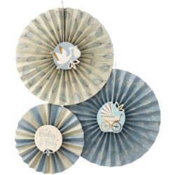 Blooming baby boy papieren waaiers - 3 stuks
