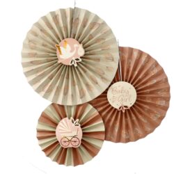 Blooming baby girl papieren waaiers - 3 stuks