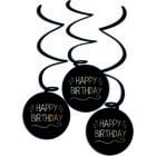 Shining glam swirls happy birthday - 3 stuks
